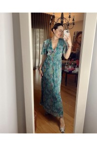 Φόρεμα floral με ασημοκλωστή