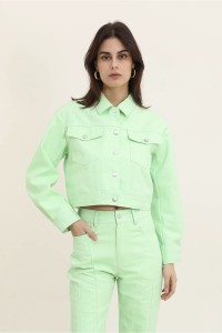 Τζιν  jacket πράσινο crop