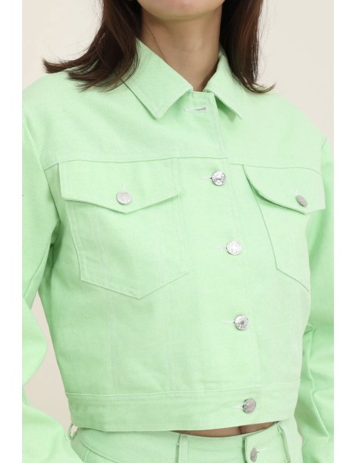 Τζιν  jacket πράσινο crop