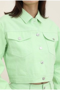 Τζιν  jacket πράσινο crop