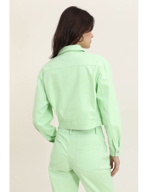 Τζιν  jacket πράσινο crop
