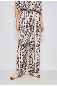 Παντελόνα χακί floral silk blend