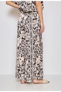 Παντελόνα χακί floral silk blend