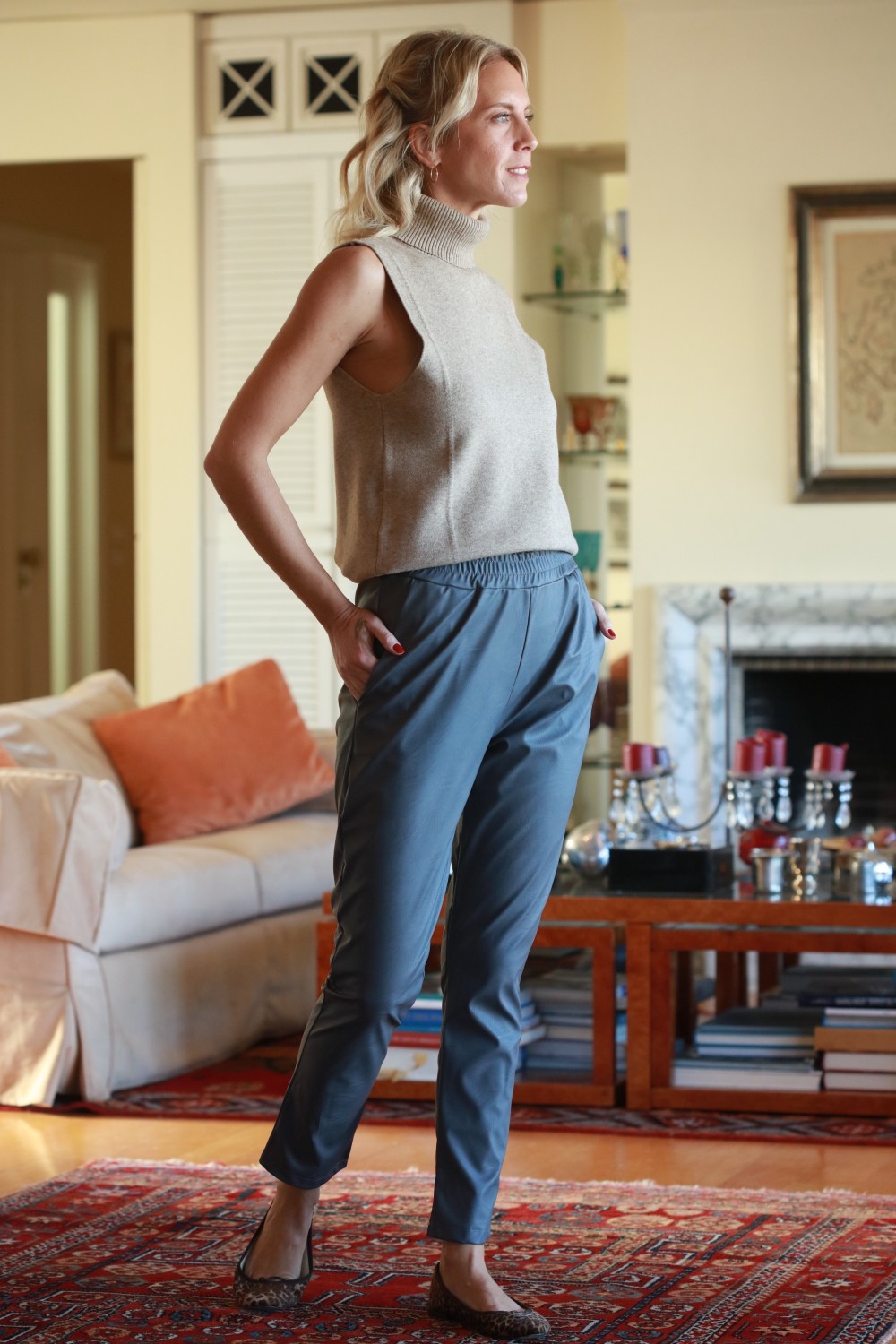 Παντελόνι eco leather με λάστιχο
