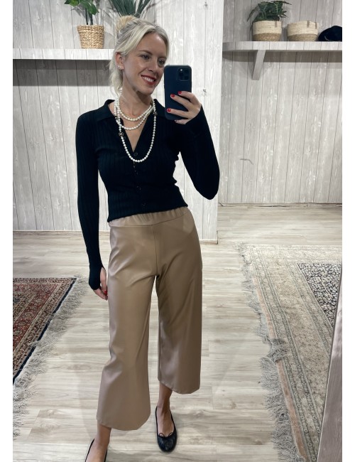 Παντελόνι eco leather cropped
