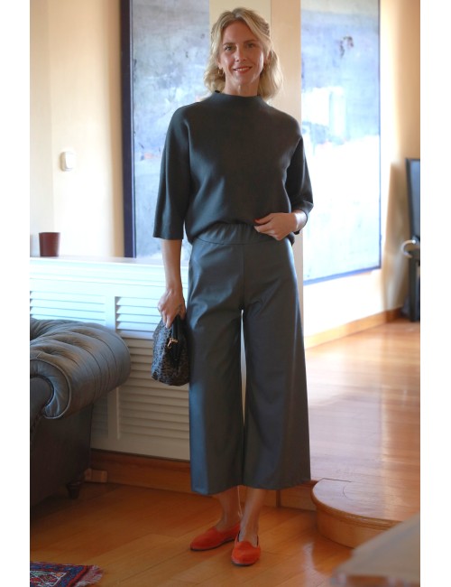 Παντελόνι eco leather cropped