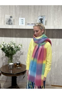 Eσάρπα μεγάλη και ζεστή multi με κρόσια