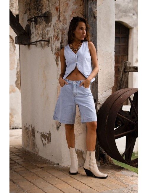 Denim Βερμούδα Γυναικεία Ψηλόμεση – Μοντέρνα Γραμμή | Frenchie