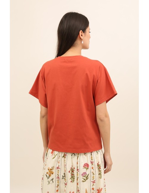 Γυναικείο t-shirt με broderie λεπτομέρειες | Κοντομάνικη κομψή μπλούζα