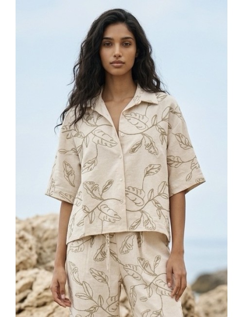 Clarisée Γυναικείο Πουκάμισο με Botanical Print & Relaxed Fit