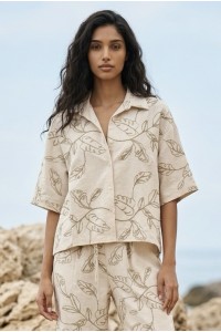 Clarisée Γυναικείο Πουκάμισο με Botanical Print & Relaxed Fit