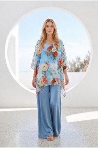 Oversized Floral Poncho με Αέρινη Υφή | Frenchie
