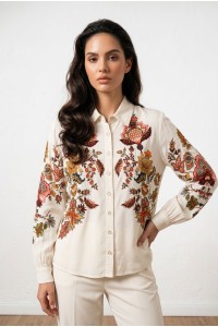 Γυναικείο Εκρού Πουκάμισο με Floral Print