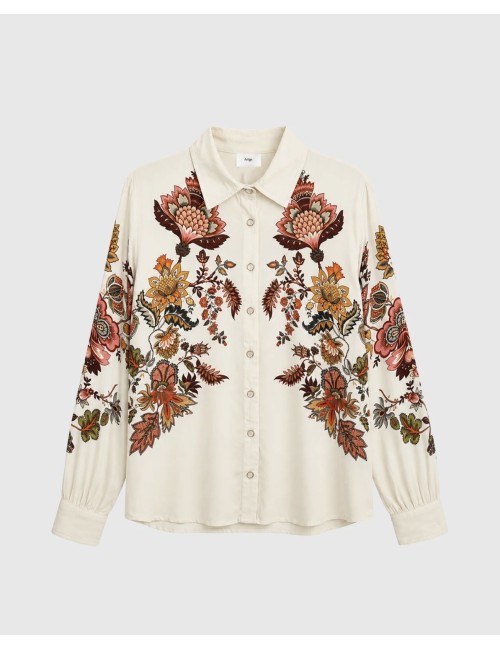Γυναικείο Εκρού Πουκάμισο με Floral Print