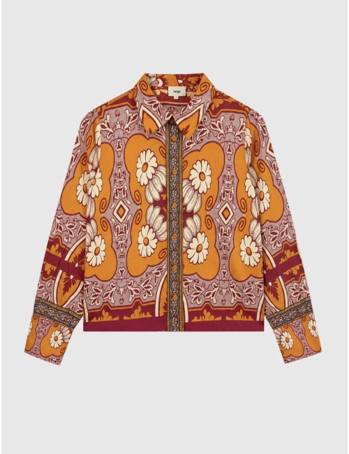Γυναικείο Σετ με Retro Floral Πουκάμισο & Ψηλόμεση Φούστα