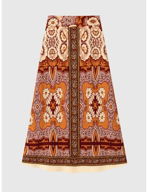 Γυναικείο Σετ με Retro Floral Πουκάμισο & Ψηλόμεση Φούστα