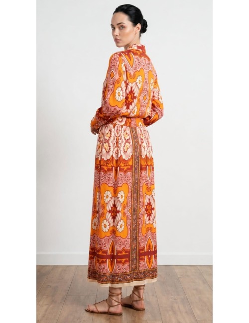 Γυναικείο Σετ με Retro Floral Πουκάμισο & Ψηλόμεση Φούστα
