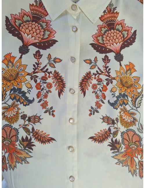 Γυναικείο Εκρού Πουκάμισο με Floral Print