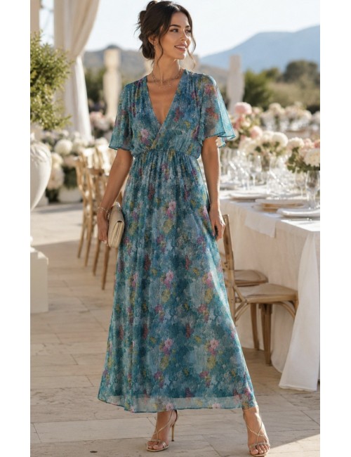 Φόρεμα μάξι floral με ασημοκλωστή από Vintage Love, Paris
