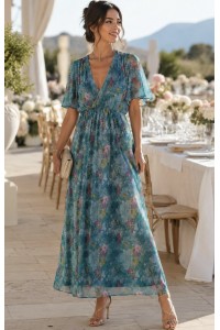 Φόρεμα μάξι floral με ασημοκλωστή από Vintage Love, Paris