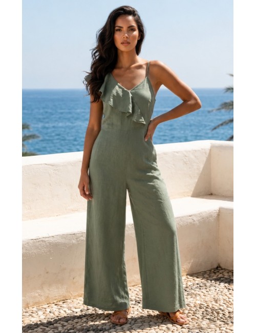 Γυναικεία Ολόσωμη Φόρμα Wide Leg με Βολάν | Frenchie
