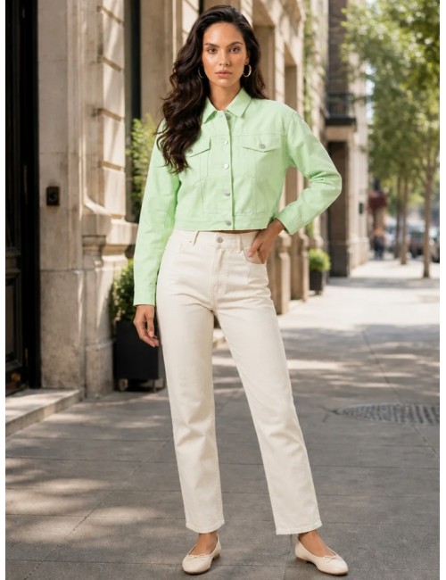 Τζιν  jacket πράσινο crop