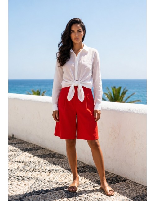 Γυναικεία βερμούδα ψηλόμεση με πιέτες – minimal chic γραμμή