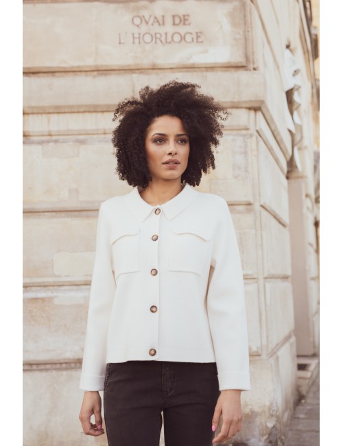 Ζακέτα cashmere and wool blend με γιακά