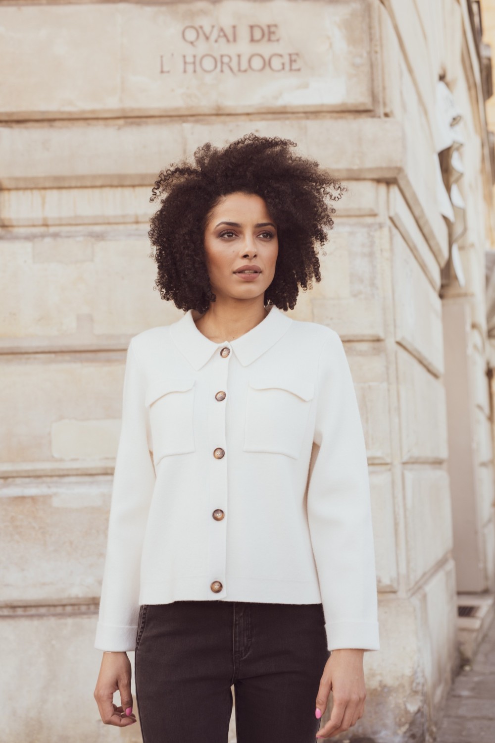 Ζακέτα cashmere and wool blend με γιακά
