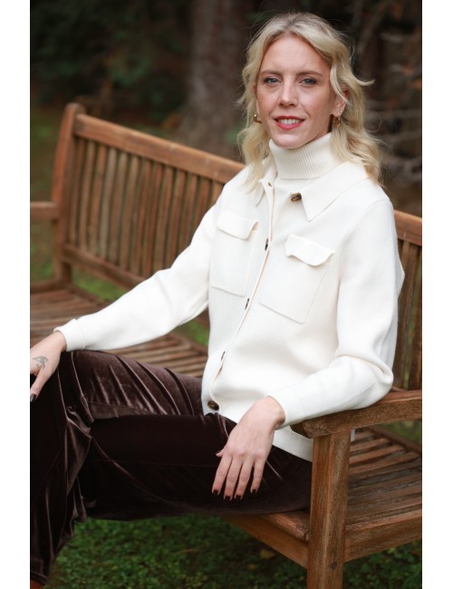 Ζακέτα cashmere and wool blend με γιακά