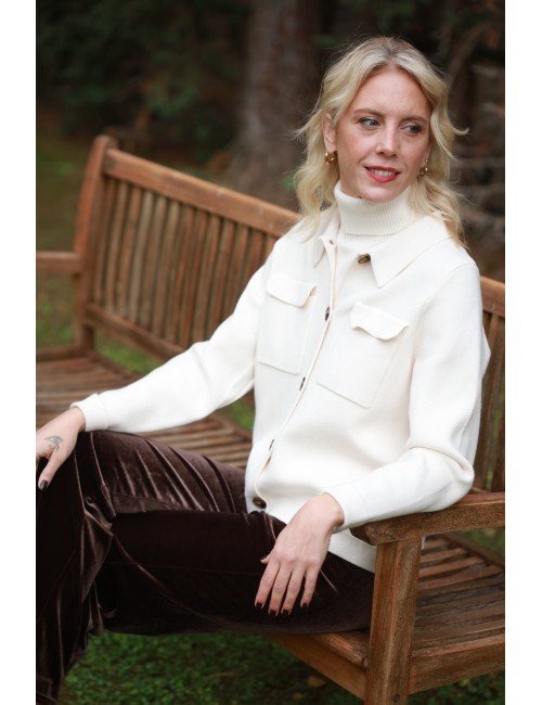 Ζακέτα cashmere and wool blend με γιακά