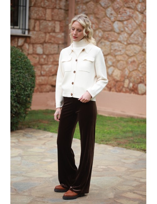 Ζακέτα cashmere and wool blend με γιακά